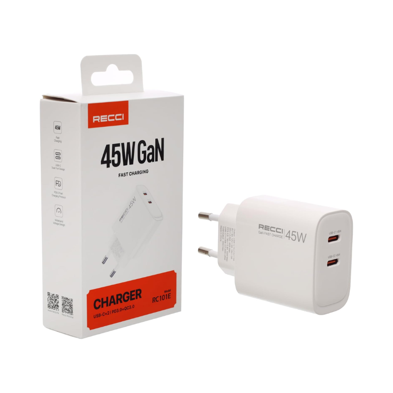 CHARGER PLUG RECCI 45W GAN (RC101E) 